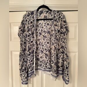 Floral Print Women's Kimono Shawl Top